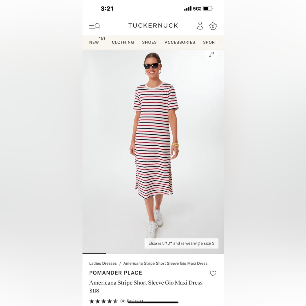Pomander Place by Tuckernuck Women's Americana Striped Gio Maxi T-Shirt Dress